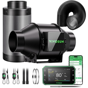image:imageVIVOSUN Smart Air Filtration PRO G8 Kit 8 AeroZesh G8 Inline Duct Fan wGrowHub E42A Temp Humidity WiFiController Carbon Filter amp Ducting Cooling amp Ventilation System for Grow Tent Hydroponics4 Basic