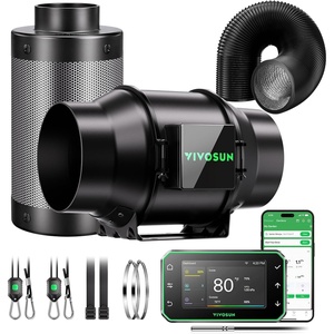 image:imageVIVOSUN Smart Air Filtration PRO G8 Kit 8 AeroZesh G8 Inline Duct Fan wGrowHub E42A Temp Humidity WiFiController Carbon Filter amp Ducting Cooling amp Ventilation System for Grow Tent Hydroponics6 Basic