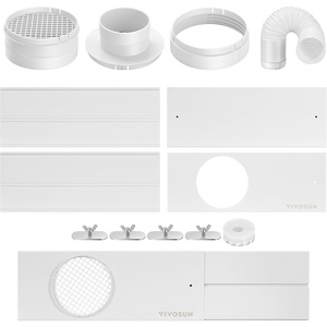 image:imageVIVOSUN Window Vent Kit Portable AC Window Seal Kit Fit with 46 Ducting amp 59 Hose for Sliding Window Adjustable AC Vent Kit for Duct Fans Air Conditioner Dryerwith 59 HoseMax 61 Window Kit with 3 Adapters  59 Hose