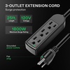 image:imageVIVOSUN 25 ft Extension Cord 3Outlet Power Strip with 1800W Surge Protection 15A 14 AWG Flat Heavy Duty Extender for Indoor Outdoor Use Garden Home Office Black