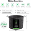 image:imageVIVOSUN 5Pack 10 Gallon Grow Bags and Coco Coir Brick 14lbs 100 Natural Organic Compressed Coconut Coir Fiber with Low EC PH Balance amp High Nutrition