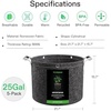 image:imageVIVOSUN 5Pack 25 Gallon Grow Bags and Coco Coir Brick 11lbs 100 Natural Organic Compressed Coconut Coir Fiber with Low EC PH Balance amp High Nutrition Coconut Fiber Substrate