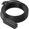 image:imageVIVOSUN 25 ft Extension Cord 3Outlet Power Strip with 1800W Surge Protection 15A 14 AWG Flat Heavy Duty Extender for Indoor Outdoor Use Garden Home Office Black