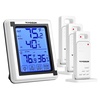 image:imageVIVOSUN Indoor Outdoor Thermometer Wireless Digital Hygrometer Temperature and Humidity Monitor with Touchscreen LCD Backlight 200ft60m Range Battery Included3 Remote Sensors