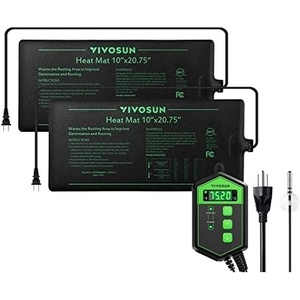 image:imageVIVOSUN 2 Pack Durable Waterproof Seedling Heat Mat Warm Hydroponic Heating Pad 10 x 2075 and Digital Heat Mat Thermostat Temperature Controller 40108 F for Reptiles Seedlings Germination