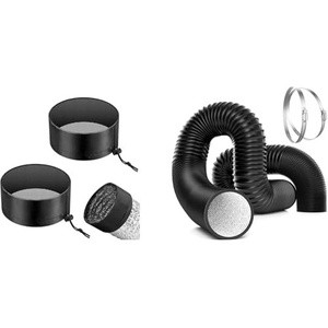 image:imageVIVOSUN 2Pcs Grow Tent Vent Cover and Dryer Vent Hose 6 inch Aluminum Foil Ducting 8FT Long HeavyDuty Dryer Hose Vent Kit for HVAC Ventilation Exhaust Duct Fan Systems Black Flexible Air Duct