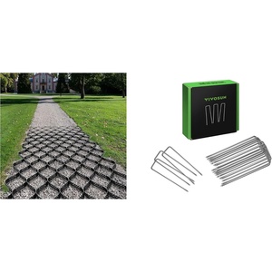 image:imageVIVOSUN 3 Depth Ground Grid and 6 Inch 100Pack Landscape Staples Galvanized Steel Garden Stakes 11 Gauge UShaped Pins for Weed Barrier Fabric Soaker Hose Holding Fence