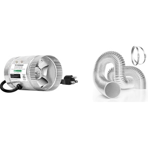 image:imageVIVOSUN 4 Inch Inline Duct Fan 100 CFM and 25 Feet Flex Air Aluminum Duct for Ventilation 2 Clamps Included Long HeavyDuty MultiLayer Dryer Hose Vent Kit Fan Systems
