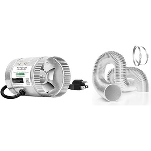 image:imageVIVOSUN 4 Inch Inline Duct Fan 100 CFM with 4 Inch 8 Feet NonInsulated Flex Air Aluminum Ducting for Heating Cooling Ventilation and Duct Fan Systems