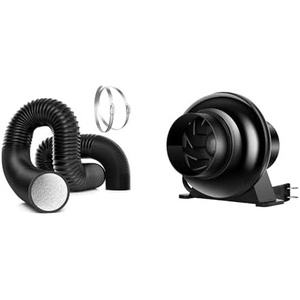 image:imageVIVOSUN 4 Inch Inline Ventilation Fan with Dryer Vent Hose 4 inch Aluminum Foil Ducting 16FT Long HeavyDuty Dryer Hose Vent Kit for HVAC Ventilation Exhaust Duct Fan Systems Grow Tent