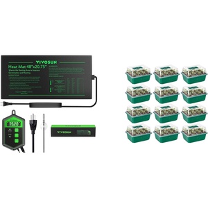 image:imageVIVOSUN 48 x 2075 Seedling Heat Mat and Digital Thermostat Combo Set and 12Pack Seed Starter Trays 144Cell Seed Starter Kit with Humidity Dome Flat Reusable Plant Germination Trays