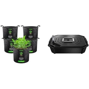 image:imageVIVOSUN 5Pack 2 Gallon Grow Bags and 4Pack FlexFeed SelfWatering Irrigation Pot AutoIrrigation Fabric Pot Base with Water Meter amp Maintenance Window