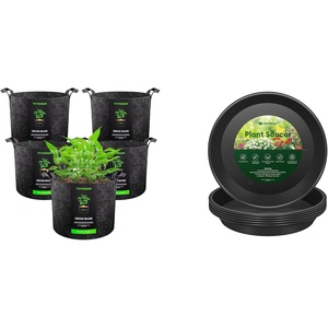 image:imageVIVOSUN 5Pack 2 Gallon Heavy Duty Thickened Nonwoven Fabric Pots and 6 Pack Plant Saucer 8 10 12 inch Plant Saucers for Indoor Heavy Duty Plastic Plant Trays for pots Grow Bags