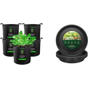 image:imageVIVOSUN 5Pack 3 Gallon Heavy Duty Thickened Nonwoven Fabric Pots and 6 Pack Plant Saucer 8 10 12 inch Plant Saucers for Indoor Heavy Duty Plastic Plant Trays for pots Grow Bags
