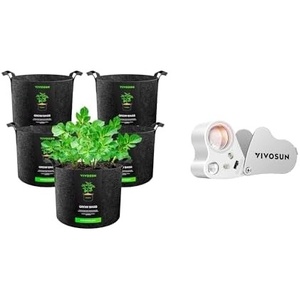 image:imageVIVOSUN 5Pack 5 Gallon Grow Bags and 30X 60X Illuminated Jewelers Loupe Foldable Magnifier with LED Light for Jewelry Gems Watches Coins Stamps Antiques White