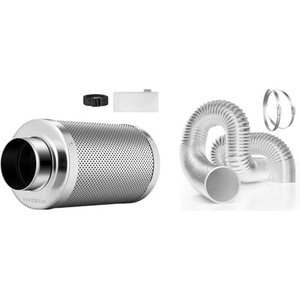 image:imageVIVOSUN 6 Air Carbon Filter Smelliness Control and 6 25 Feet NonInsulated Flex Air Aluminum Ducting Dryer Vent Hose for HVAC Ventilation wTwo 6 Inch Stainless Steel Clamps