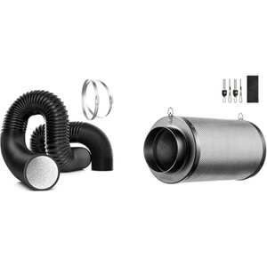 image:imageVIVOSUN 6 Inch Air Carbon Filter Smelliness Control with Australia Virgin Charcoal and 6 Inch 25 Feet Black NonInsulated Flex Air Aluminum Ducting for Grow Tents Duct Fan Systems