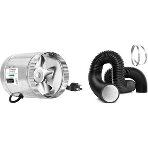 image:imageVIVOSUN 6 Inch Aluminum Inline Duct Fan 240 CFM 25FT HeavyDuty Dryer Hose Vent Kit Black Flexible