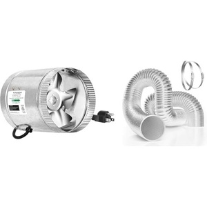 image:imageVIVOSUN 6 Inch Inline Duct Fan 240 CFM and 6 Inch 25 Feet Flex Air Aluminum Duct for Ventilation 2 Clamps Included Long HeavyDuty MultiLayer Dryer Hose Vent Kit Duct Fan Systems