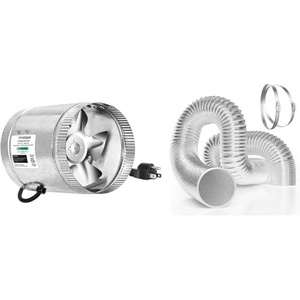image:imageVIVOSUN 6 Inch Inline Duct Fan 240 CFM with 6 Inch 8 Feet NonInsulated Flex Air Aluminum Ducting for Basements Bathrooms Kitchens and Attics