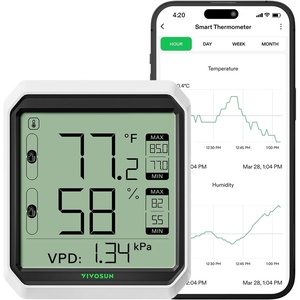image:imageVIVOSUN AeroLab THB1S Wireless Bluetooth Hygrometer Thermometer Indoor VPD Digital Temp Humidity Meter LCD Smart App Control amp Alert Data Storage Dual Channels with Sensor Probe Battery IncludedThermometer