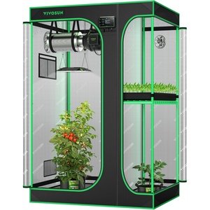 image:imageVIVOSUN D325 2in1 3x2 Grow Tent 36x24x53 High Reflective Mylar with MultiChamber and Floor Tray for Hydroponic Indoor Plant2in136x24x53