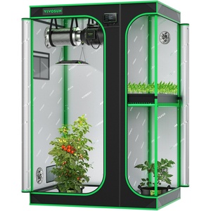 image:imageVIVOSUN D325 2in1 3x2 Grow Tent 36x24x53 High Reflective Mylar with MultiChamber and Floor Tray for Hydroponic Indoor Plant2in160x48x80