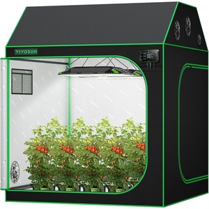 image:imageVIVOSUN D325 2in1 3x2 Grow Tent 36x24x53 High Reflective Mylar with MultiChamber and Floor Tray for Hydroponic Indoor PlantRoof60x60x72