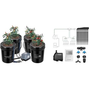 image:imageVIVOSUN DWC Hydroponics Grow System with Top Drip Kit and Professional Automatic Drip Irrigation Kits 15W Output All in One Professional Grow Kit Includes Pump Timer and Regulator 8 Pots Garden P