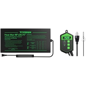 image:imageVIVOSUN Durable Waterproof Seedling Heat Mat 48 x 2075 UL amp METCertified Warm Hydroponic Heating Pad and Digital Heat Mat Thermostat Temperature Controller 40108 F 1000W for Reptiles Seedlings