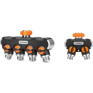 image:imageVIVOSUN Garden Hose Splitter 4 Way Heavy Duty Water Hose Connector and Garden Hose Splitter 2 Way Heavy Duty Upgraded Highly Durable Dual Water Hose Connector Faucet Adapter
