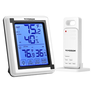 image:imageVIVOSUN Indoor Outdoor Thermometer Wireless Digital Hygrometer Temperature and Humidity Monitor with Touchscreen LCD Backlight 200ft60m Range Battery Included1 Remote Sensors