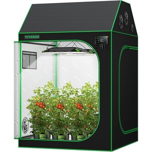 image:imageVIVOSUN R446 4x4 Grow Tent 48x48x72 Roof Cube Tent with Observation Window and Floor Tray for Hydroponics Indoor Plant for VS4000VSF4300