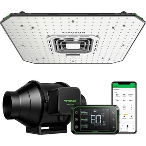 image:imageVIVOSUN Smart Grow System with AeroLight A100 100W LED Grow Light with Circulation Fan AeroZesh S4 4inch 208 CFM Inline Duct Fan and GrowHub E42A Temperature Humidity VPD WiFiController
