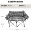 image:imageVIVOSUN Double Camping Chair Fully Padded Folding Loveseat Oversized Duo Chair with Cup amp Wine Glass Holders Pocket Armrests amp Carry BagGrey