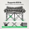 image:imageVIVOSUN Double Camping Chair Fully Padded Folding Loveseat Oversized Duo Chair with Cup amp Wine Glass Holders Pocket Armrests amp Carry BagGrey