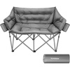 image:imageVIVOSUN Double Camping Chair Fully Padded Folding Loveseat Oversized Duo Chair with Cup amp Wine Glass Holders Pocket Armrests amp Carry BagGrey