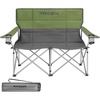 image:imageoutletsVIVOSUN Double Camping Chair Fully Padded Folding Loveseat Portable Oversized Duo Chair with Storage Cup Holders Heightadjustable Armrests amp Carry Bag Supports up to 500lbs Green amp GreyGreengray
