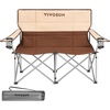 image:imageoutletsVIVOSUN Double Camping Chair Fully Padded Folding Loveseat Portable Oversized Duo Chair with Storage Cup Holders Heightadjustable Armrests amp Carry Bag Supports up to 500lbs Green amp GreyBeigebrown