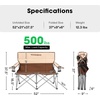 image:imageoutletsVIVOSUN Double Camping Chair Fully Padded Folding Loveseat Portable Oversized Duo Chair with Storage Cup Holders Heightadjustable Armrests amp Carry Bag Supports up to 500lbs Green amp GreyBeigebrown
