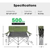 image:imageoutletsVIVOSUN Double Camping Chair Fully Padded Folding Loveseat Portable Oversized Duo Chair with Storage Cup Holders Heightadjustable Armrests amp Carry Bag Supports up to 500lbs Green amp GreyGreengray