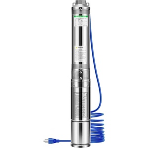 image:imageVIVOGROW Submersible Deep Well Pump 1HP 115V60Hz 33GPM 207ft Head Stainless Steel Water Pump with Additional Brass Check Valve and 30ft Power Cord for Irrigation Industrial amp Home Use