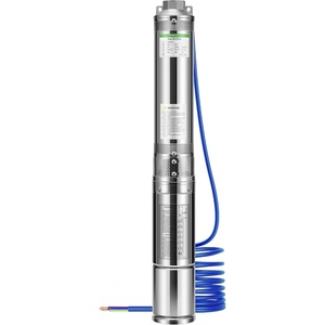 image:imageVIVOGROW Submersible Deep Well Pump 1HP 230V60Hz 33GPM 207ft Head Stainless Steel Water Pump with Additional Brass Check Valve and 30ft Power Cord for Irrigation Industrial amp Home Use