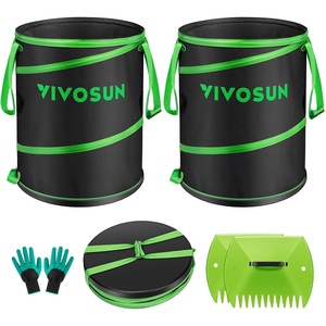 image:imageVIVOSUN 30Gallon Collapsible Garden Bag Yard Waste Bin with HardShell Bottom Leaf Scoops and Gloves Collapsible Yard Waste Containers for Lawn Care and Camping 2Pack1 Count Pack of 2