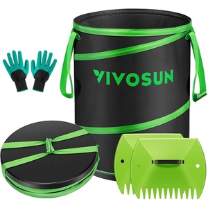 image:imageVIVOSUN 30Gallon Collapsible Garden Bag Yard Waste Bin with HardShell Bottom Leaf Scoops and Gloves Collapsible Yard Waste Containers for Lawn Care and Camping 2Pack1 Count Pack of 1