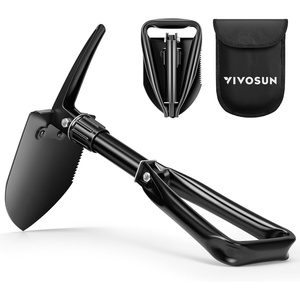 image:imageVIVOSUN Folding Survival Shovel 22 Camping Shovel Military Portable Small Shovel with High Carbon Steel Tactical Entrenching Tool for Hiking Digging Backpacking Gardening Off Road Beach18 Black