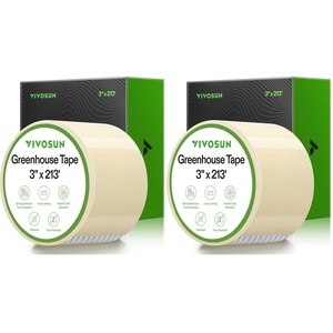 image:imageVIVOSUN Greenhouse Repair Tape 63 mil 3 x 108 Weatherproof Clear Poly Patch Tape Heavy Duty Greenhouse Sheeting Coverings Film Tape for Plastic Sheeting and Tents3x213 Pack of 2