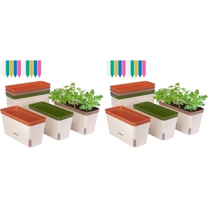 image:imageVIVOSUN SelfWatering Planters 4Pack 105 Inch Compact Rectangular Window Herb Planter Box with 10 PCS Plant Labels Plant Container for Basil Flowers Succulents Indoor amp Outdoor6 Pack of 2