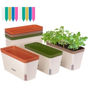 image:imageVIVOSUN SelfWatering Planters 4Pack 105 Inch Compact Rectangular Window Herb Planter Box with 10 PCS Plant Labels Plant Container for Basil Flowers Succulents Indoor amp Outdoor6
