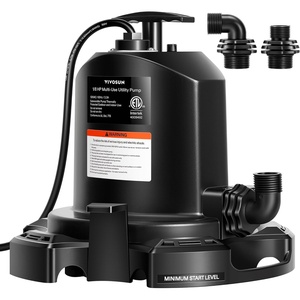 image:imageVIVOSUN Submersible Sump Pump 1575GPH Thermoplastic Portable Utility Water Pump with 10ft Power Cord and 2 Adapters Ideal for Swimming Pool Basements Window Wells18 HP1575 GPH